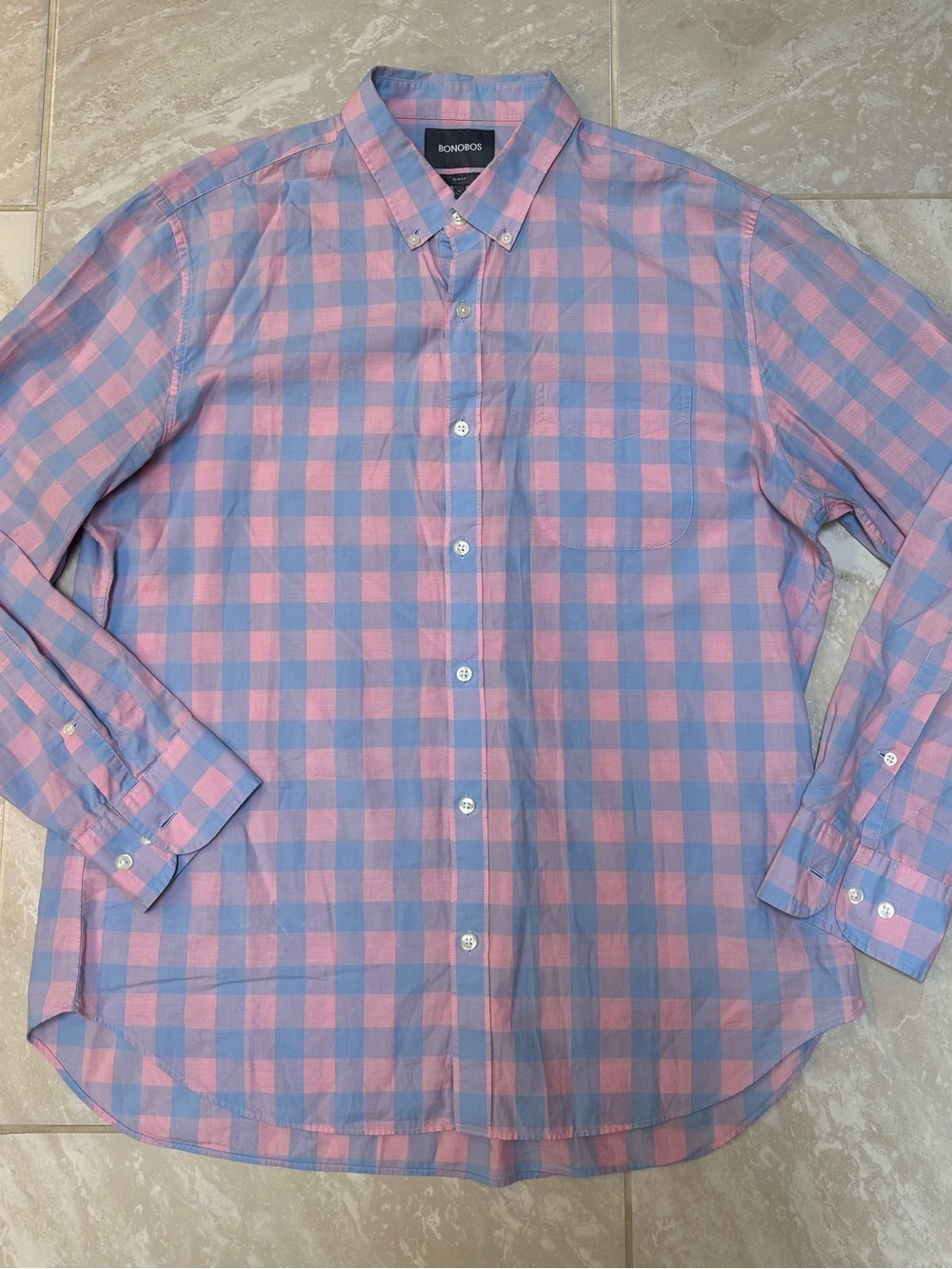 Bonobos Pink & Blue Gingham Button-Down Shirt